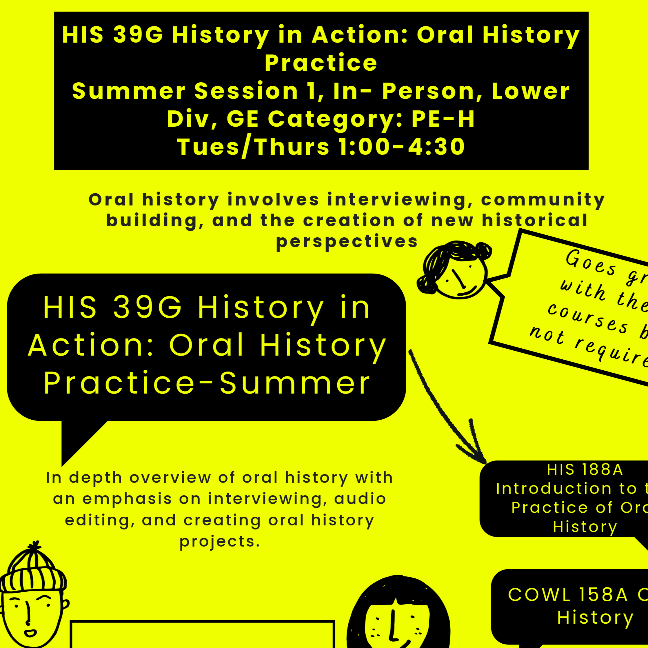 Looking for a class for the summer? Check out HIS 39G History in Action: Oral History Practice
