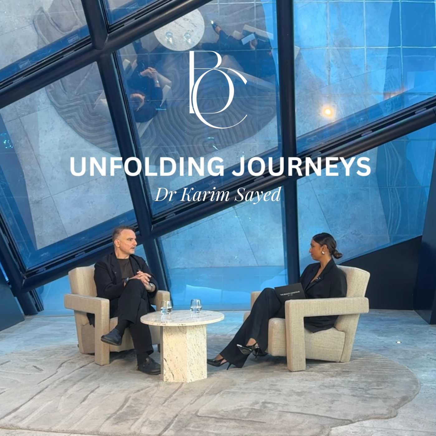 Unfolding Journeys Episode 1 with Dr. Karim Sayed, a leading aesthetic doctor and 5 x board-certified professional