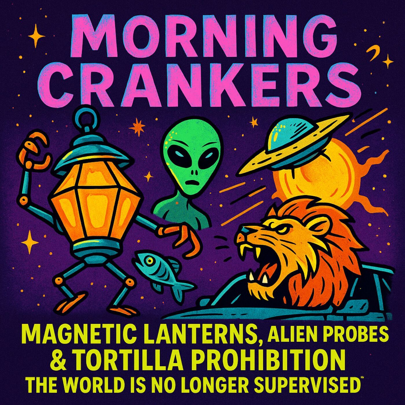Magnetic Lanterns, Alien Probes & Tortilla Prohibition — The World Is No Longer Supervised Morning Crankers episode artwork