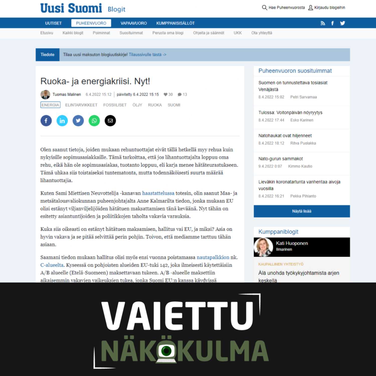 Vaiettu näkökulma