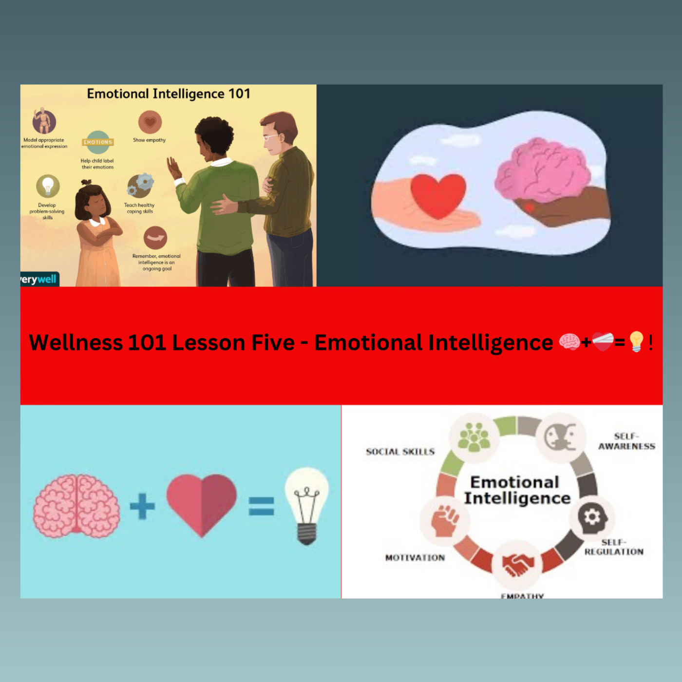 Wellness 101 Lesson five- Emotional Intelligence 🧠+❤️‍🩹=💡!