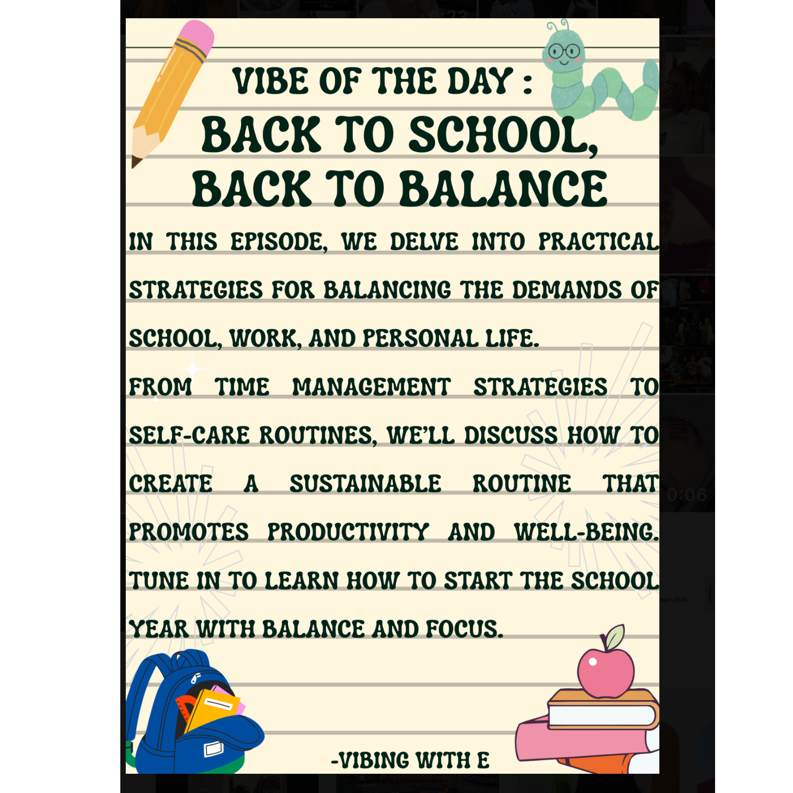 Vibe of the Day - Back to School, Back to Balance