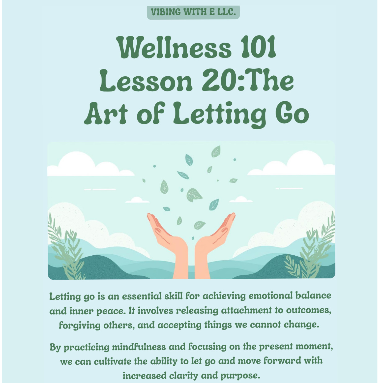 Wellness 101 Lesson 20: The Art of Letting Go