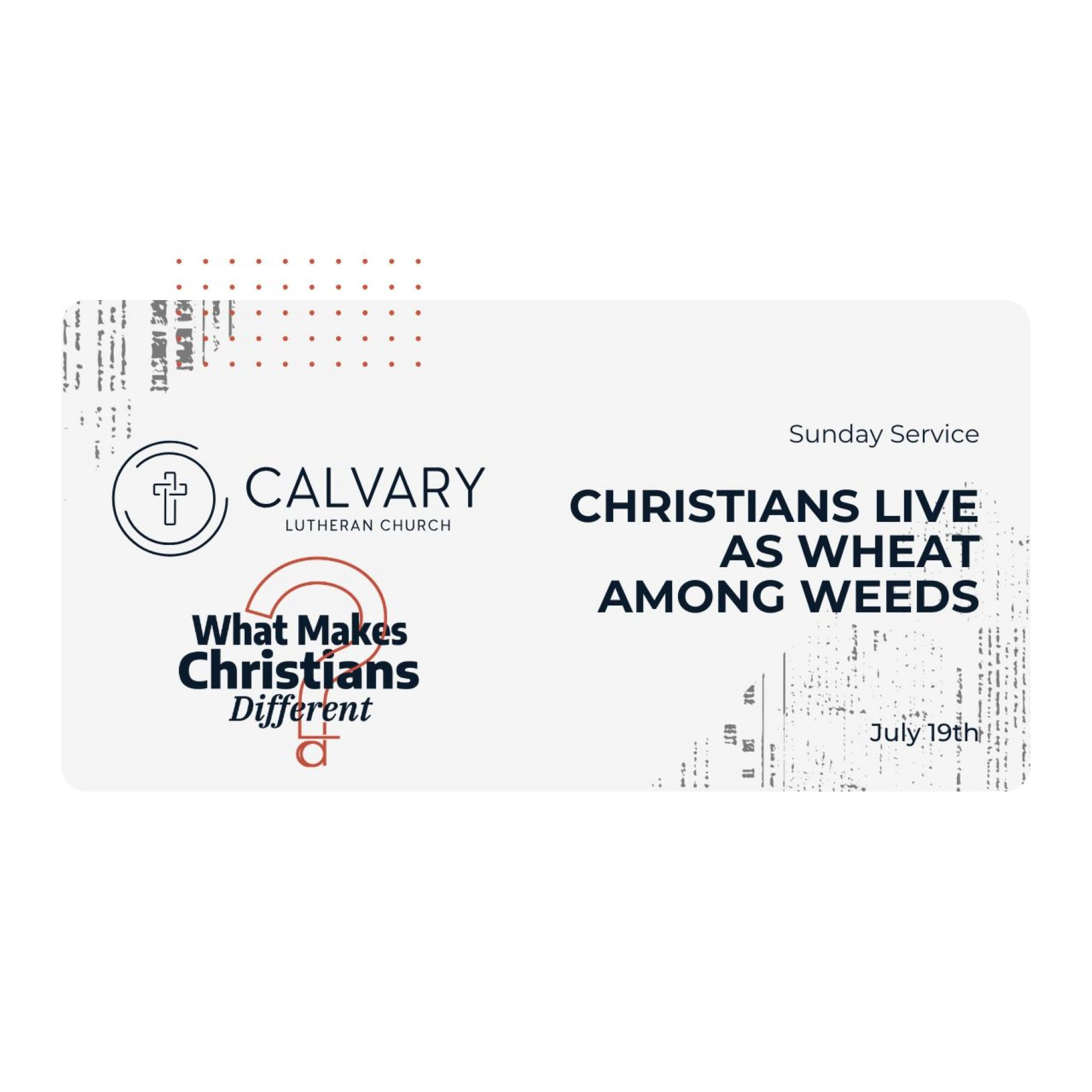 CHRISTIANS LIVE AS WHEAT AMONG WEEDS episode artwork
