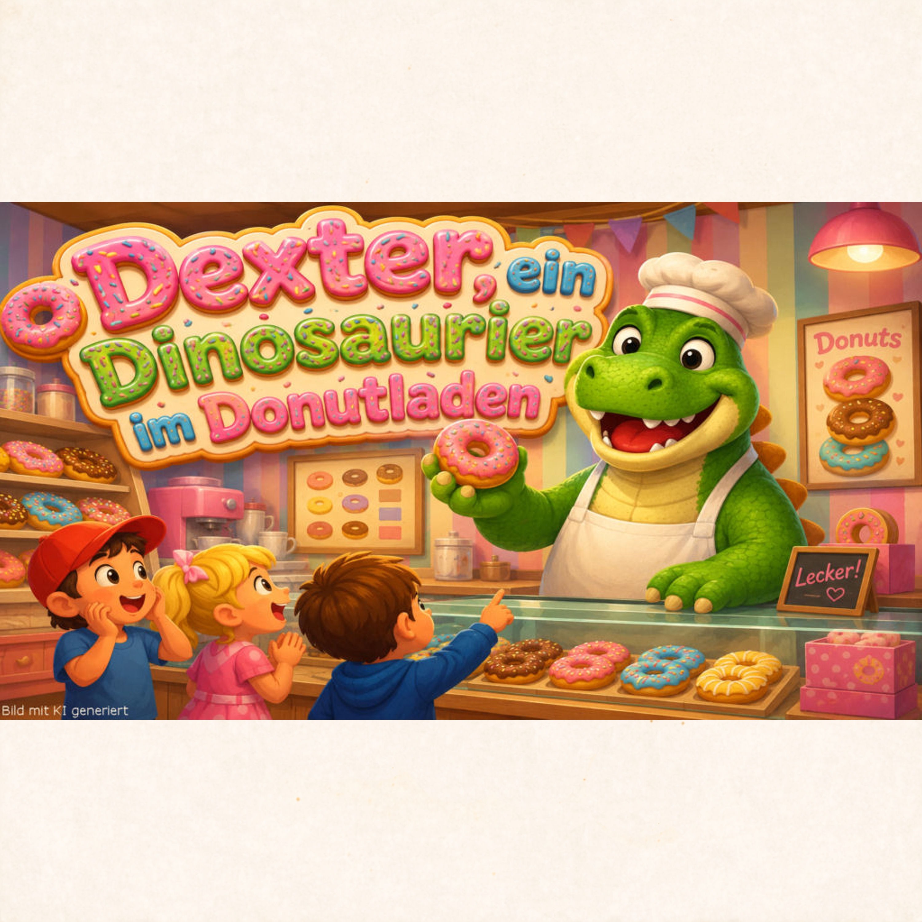 Dexter, der Dinosaurier im Donutladen 