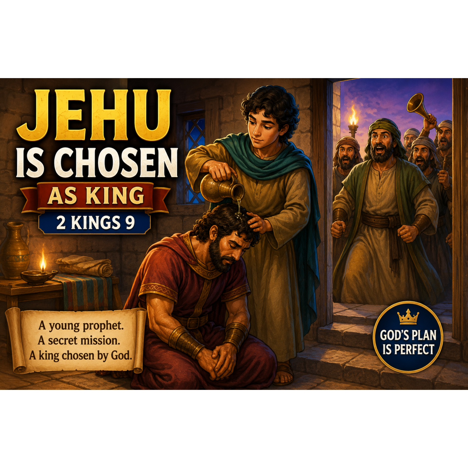 Jehu Is Chosen as King | Elisha Sends a Young Prophet (2 Kings 9) | Bible Story for Kids
