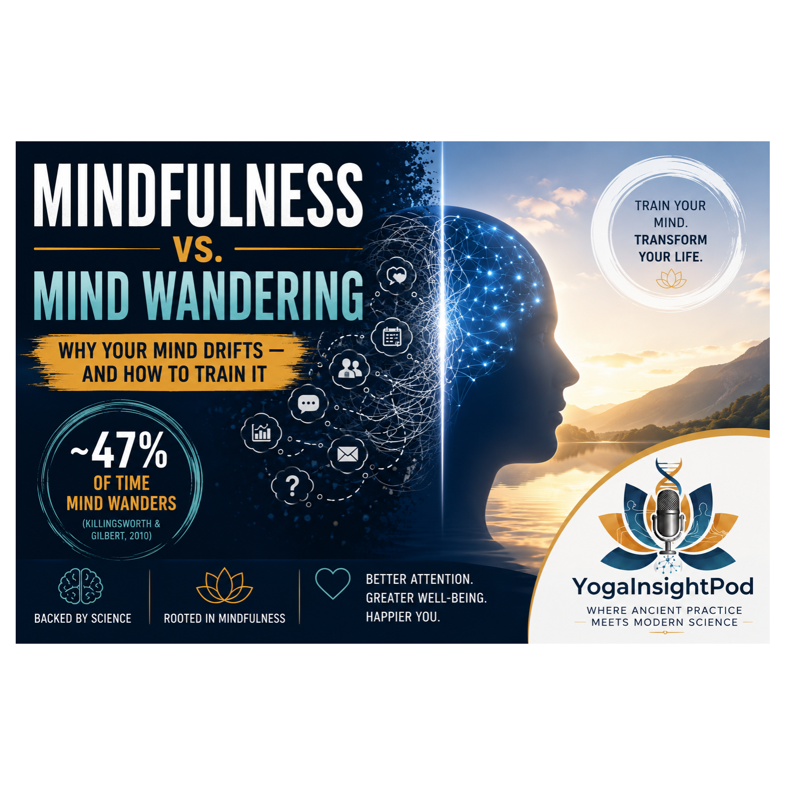 Mindfulness vs Mind Wandering: The Science of Focus, Happiness, and Attention Control episode artwork