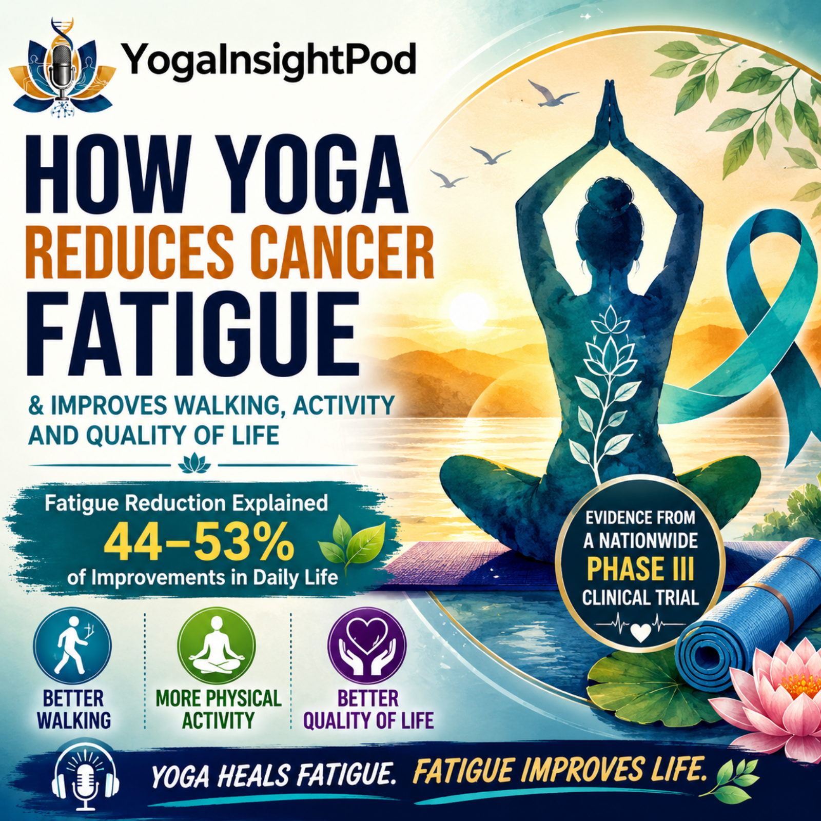 Can Yoga Reduce Cancer Fatigue? Clinical Trial Shows Improved Walking, Physical Activity & Quality of Life episode artwork